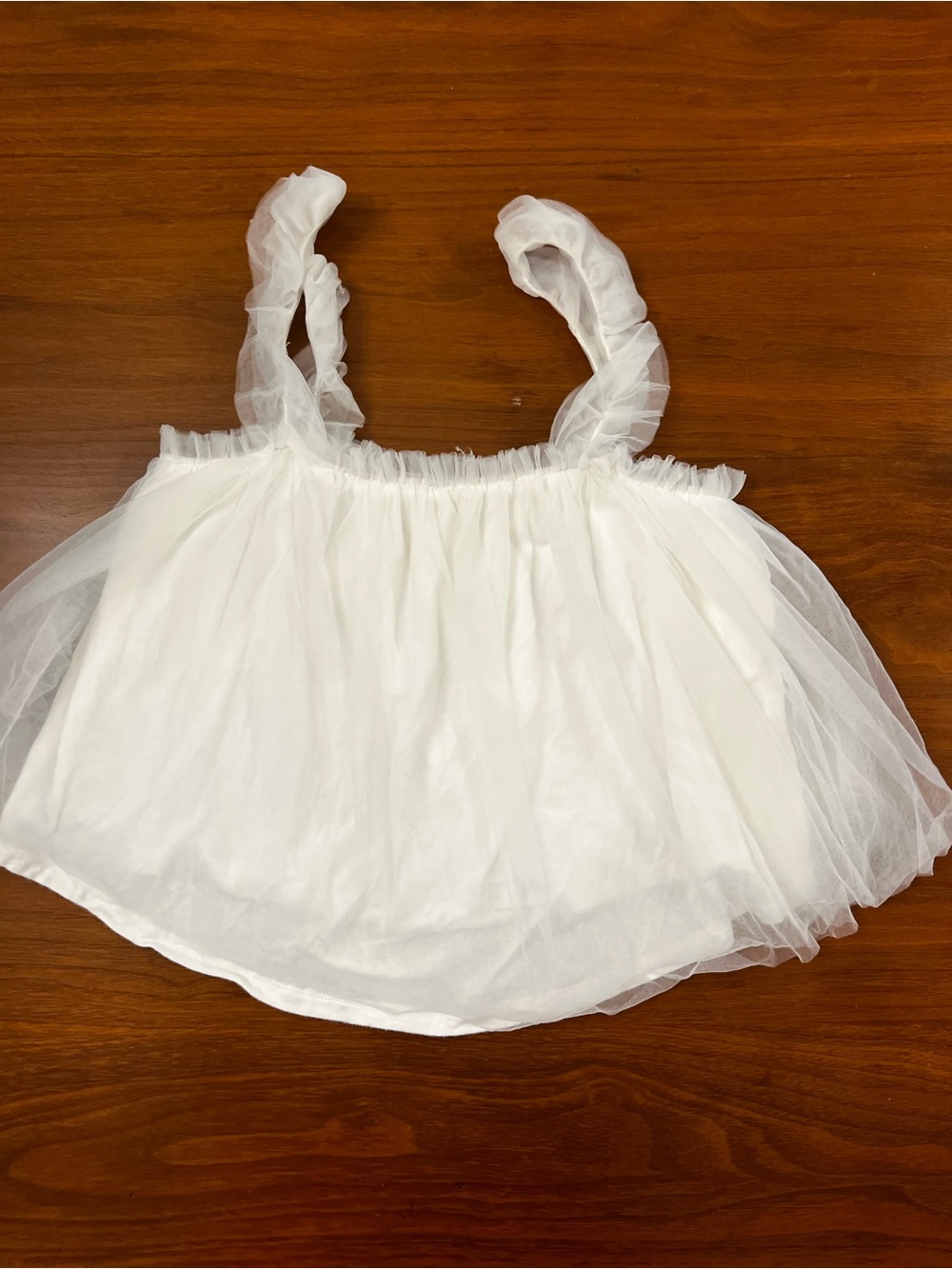 Easel Los Angeles White Tulle Ruffle Cami Tank Top - Size S